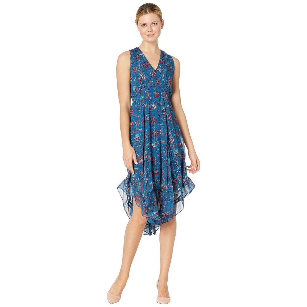Taylor Eylete Crochet Floral Print Sharkbite Dress